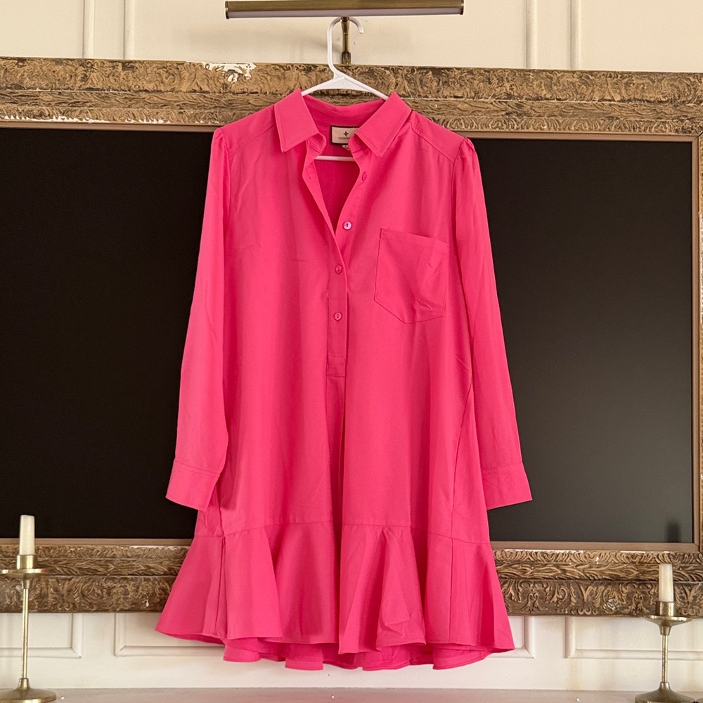 Tuckernuck Hot Pink Mini Shirt Dress
